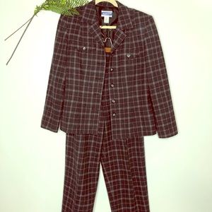 Vintage Pendleton Wool Suit Gray Pink/Purple Plaid